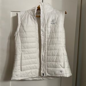 Straight Down White Zip-Up Puffer Vest